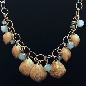 Charming Charlie gold tone leaf princess necklace